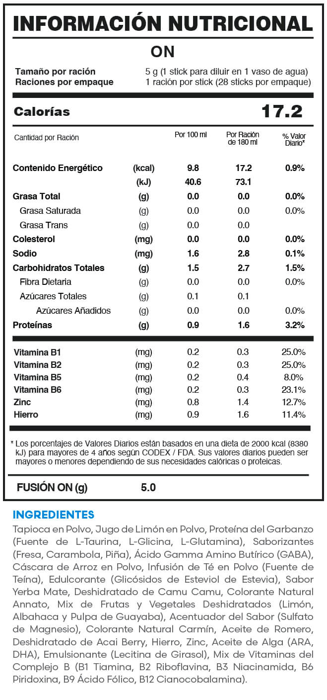 Tabla Nutricional